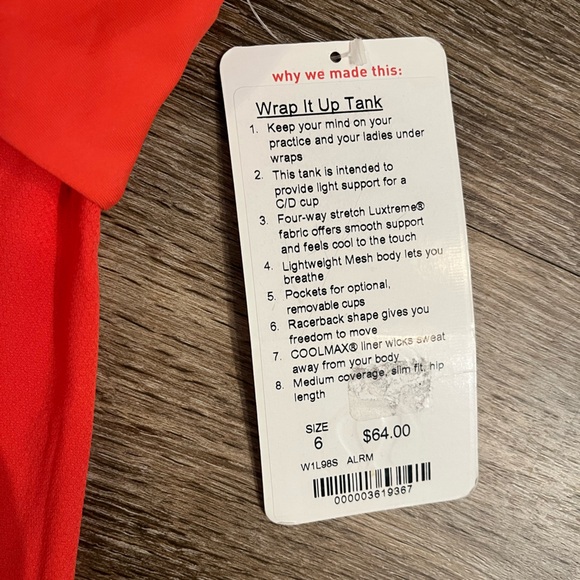 Lululemon Wrap It Up Tank in Alarming Size 6 - Picture 7 of 7